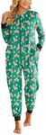 Ekouaer Christmas Onesie Fleece Long Sleeve Hooded One Piece Pajamas for Women Zipper Pjs with Pocket S-XXL