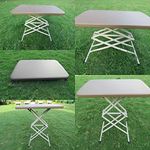 AMAZE Alloy Steel " (2' X 1.5' Variable Height Adjustable Variable Multi Height Scissor Outdoor Picnic Garden Folding Tea Table Laptop Table Study Table Writing Table (Brown)