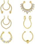 QWALIT Gold Fake Septum Ring Fake Septum Piercing Faux Septum Nose Rings Fake Nose Ring Septum Fake Septum Nose Ring Clip On Septum Nose Ring Faux Septum Piercing Fake Septum Hoop Fake Septum Jewelry