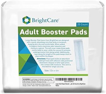 Large Adult Diaper Booster Pad Liner Inserts (15.75Lx4.25W) -- Extra Absorbent Diaper Doubler Locks In Moisture Throughout the Day or Night with +18oz Absorbency (25 Count) by BrightCare