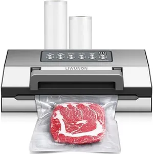 Precision Vacuum Sealer – LIWUNON Stainless Steel Food Vacuum Sealer Machine, Double Heat Seal, All-in-One Versatile for All Foods, Large Bag Storage, Built-in Cutter, Easy-Lock Handle