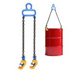 POWLAB Upgraded Chain Drum Lifter Load Capacity 1 Ton for Forklift Hoist Crane Metal Plastic Barrel Lifting 55 Gallon Drums Double Lifting Chains