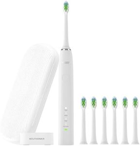MOUTHARMOR Electric Toothbrush Whitening Sonic Toothbrush with Travel Case, 4 Brush Heads, Wireless Charging, Deep Clean for Plaque Removal