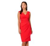 Adrianna Papell Women's Crepe Draped Overlay Dress, Red Crush, 20