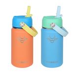 STACEGEELE Kids Stainless Steel Water Bottle with Straw Kids Insulated Water Bottle for School Kids Metal Water Bottles for Boys Girls Double Wall Vacuum Leak Proof BPA Free(2 Pack, Coral)