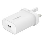 Belkin BoostCharge 25W wall charger with PPS, USB charger plug with USB-C Power Delivery, fast phone charger or a travel USB plug for iPhone 15, Samsung Galaxy S24, S23, iPad, Pixel, tablets and more