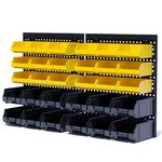 KJE 30PCS Wall Mounted Storage Bins, Plastic Tool Organizer for Garage Storage, Screws, Nuts, Bolts, Small Hardware Parts -Black, Yellow