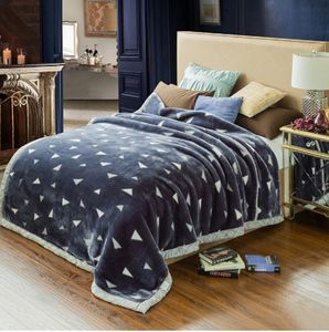 200x230cm Queen Size Super Soft Warm Fluffy Blanket Double Layer Mink Blanket Double Bed Linen Thick Winter Warm Throw (geomerty)