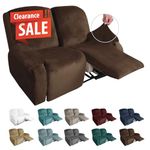 MAXIJIN Recliner Loveseat Slipcover, 6 Pieces Stretch Velvet Reclining Sofa Cover, 2 Seater Love Seat Recliner Couch Cover, Thick, Soft, Washable Furniture Cover (Loveseat Recliner, Dark Coffee)