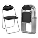 Giantex 6-Pack Folding Chairs Set - Waiting Room Chairs with Padded Seats and Carrying Handle for Desks Home Office Steel Guest Reception Party Poker Stackable Conference Chairs (6)