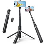 Lamicall 65" Phone Tripod, Selfie Stick - [Tap-to-Open] Aluminum Selfie Stick with Remote & Cold Shoe, Extendable Phone Stand for Mom, Travel iPhone Tripod Compatible with iPhone for Filming Black