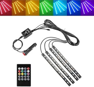 Slykew 4 PCS Car Led Light, Ambient Lights with Remote Control, Music Light Strip, Vehicle Decorative Lights, Night Lighting Kits, Universal for Most Cars, Trucks, SUVs (Multicolored)