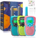 FAYOGOO 3 Pack Walkie Talkies for Kids Long Range 2 Miles,Rechargeable Kids Walkie Talkies with Flashlight,Built-in Battery,Toys Gifts for 3-12 Year Old Boys Girls, Christmas Birthday Gifts