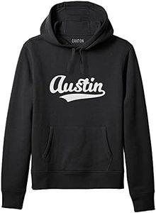 Daxton Adult Unisex Pullover USA Cities State Script Hoodie Fleece Sweatshirt, Austin Black White, 2XL