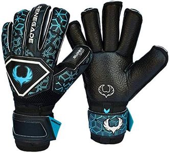 Renegade GK Triton Specter Goalie Gloves with Pro-Tek Finger Spines | 3.5+3mm Super Grip & 4mm Duratek | Black & Blue Soccer Goalkeeper Gloves (Size 7, Youth, Roll Cut, Level 2)