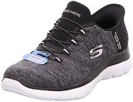 Skechers Women's Summits Hands-Free Slip-Ins – Memory Foam Insole, Heel Pillow, Vegan Materials Sneaker, Black White, 8 Wide