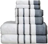 Great Bay Home Decorative Bath Towel Set - Combed Cotton 6 Piece Towel Set - 2 Bath Towels, 2 Hand Towels, 2 Washcloths - Luxurious, Ultra-Soft, Durable Towels for Bathroom Decor (Blue/December Sky)