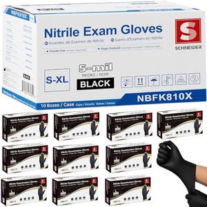 Schneider Medical Black Nitrile Disposable Gloves,5 mil,1000 count (Large)