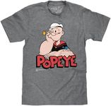 Tee Luv Men's Retro Popeye Cartoon Character Shirt, Graphite Heather, S