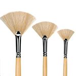 Paint Brush Set 3 pcs Artist Fan Brush Wooden Long Handle Painting Brush for Oil Paint Acrylic Paint Watercolor Paint.