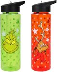 Bioworld Grinch and Max the Reindeer 2-Pack of 24-Ounce Plastic Water Bottles