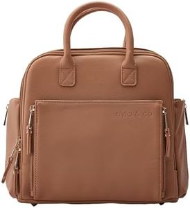 Ayla & Co Mini Bag, Transitional Minimal Diaper Bag, Vegan Leather, with Expandable Pockets, Built-In Wallet, Organizer, Magnetic Front Pocket, Adjustable Straps, Caffe