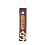 The Junket Personalized PU Leather Keychain for Boys and Girls | Personalized keychain with charm and name tag | robust and long-lasting unisex gift with metal ring (Brown)