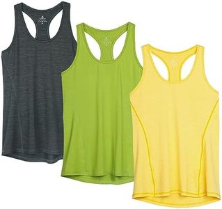 icyzone Workout Tank Tops for Women - Racerback Athletic Yoga Tops, Running Exercise Gym Shirts(Pack of 3) (XL, Ombre Blue/Spectra Yellow/Green Glow)