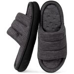 VeraCosy Men's Open-Toe Slide Slippers Memory Foam House Shoes with Thick Sole Matt Black,8-9 UK