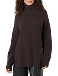 The Drop Women's Grayson Super Soft Drop-Shoulder Turtleneck Sweater, Java Chocolate, L