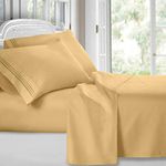 Clara Clark Deep Pocket, Wrinkle, Fade, Stain Resistant, Luxury Soft Bedding Sheets & Pillowcases, RV-Short Queen, Camel Gold, Microfiber