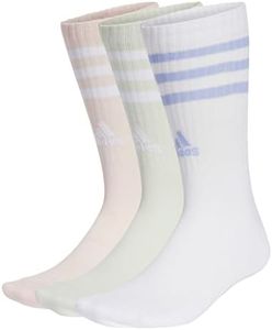 adidas 3STRIPES CUSHIONED SPORTSWEAR CREW SOCKS 3 PAIR PACK, CHAUSSETTES ÉQUIPE Mixte, white/sandy pink/linen green,