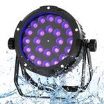 LED Par Light 24X15W IP67 Waterproof RGBWA+UV DMX Outdoor Stage Light, Sound Activated Auto Stage Lighting Wash DJ Light Uplights for Events Party Wedding Church Bar (1 Pack)