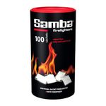 100 Samba Firestarters Firelighters Sachets - Odourless Burning & Easy to Light - For BBQs Barbecues Wood Burner Wood-Fired Ovens Stoves Fireplaces & Campfires - 1 Tube