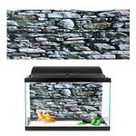 Aquarium Background Poster Fish Tank PVC Sticker Stonewalling Pattern Self Adhesive Wallpaper Aquarium Glass Sticker Decorative (61 * 41cm)