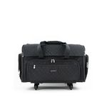 Everything Mary XXL 4 Wheel Collapsible Rolling Sewing Machine Storage Case, Black Quilted