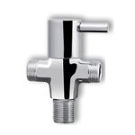 Kamal Brass 2-IN-1 Angle Valve Cock with Wall Flange | Quarter Turn Heavy Fitting Chrome Finish | For Pipe Connection for Bathroom/Kitchen - Silver (Pack of 1)