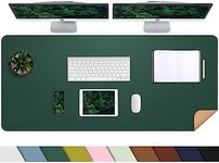 AFIING Leather Desk pad Protector, Large Desk mat with Natural Cork & PU Leather,Mouse pad,Non-Slip Office Desk Mat,Waterproof Desk Writing Pad for Office and Home (47in*17in, Dark Green)