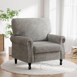 FINATI Accent Living Room Chair - Reading Chair Oversized Bedroom Chair for Adults - Upholstered Arm Chair Morden Single Sofa Chair with Thicken Cushion for Lounge Room, Dorm, Rest Room (Gray)