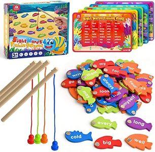 Coogam Wooden Magnetic Fishing Sight Words Game Learning Dolch Word Flashcards Montessori Educational Toy for Preschool 3 4 5 Year Old Kids