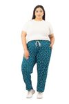 CUPID Regular Fit Printed Cotton Comfortable Plus Size Night Track Pant, Lower, Sports Trouser, Joggers for Lounge n Gym Wear for Girls_4XL,Teal Blue