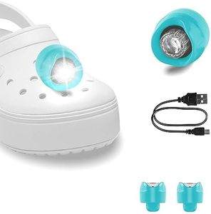 Rechargeable Croc Headlights Croc Lights for Shoes 2pcs Attachment Charm Accessories Croc Headlights Clip on Clog Headlight Flashlight Lights for Shoes for Dog Walking Camping Running (Blue)