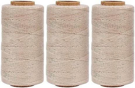 Lusecarl Polyester Thread 110 Yards Each Spool for Hair Extensions, 3 Rolls Weave Sewing Threads for Hand Sewing, Making Wigs DIY (3 Thread, Blond)