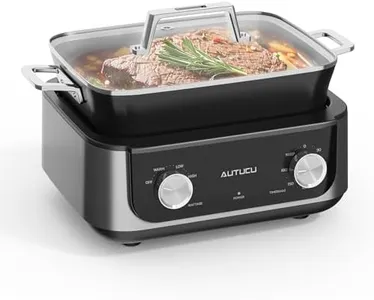 AUTUCU N61NA 7-Quart Slow Cooker with PFOA-Free Nonstick Ceramic Coating, 3 Adjustable Heat Settings & Timer | Dishwasher Safe, Oven Safe Split-Design for Easy Cleaning | Slow Cooker