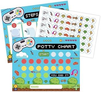 Video Game Potty Training Chart, Games Potty Training Sticker Chart for Toddlers Boys Girls(1 Pack Includes 10 Potty Training Chart, 1 Instruction, 4 Stickers) - a11