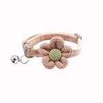 YellowCult Fancy & Comfortable Pet Collars for Cats, Puppies, Small Dogs, Fat Rabbits with Adjustable Size, Bell & Buckle Safety Lock-[Knitted Flower]-[Baby Pink],26 cm,W_2 cm