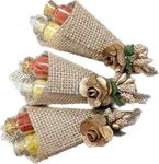 Fabric Handmade Bouquet Shape With Pasupu(Haldi)&Kumkum Ethnic Latest Tamboolam Roll Return Gifts 3 * 2Inches (Mix Color) (20 Pcs(Mixcolor)),Multicolour