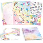 WERNNSAI Kids Stationery Set - 72PCS Girls Stationery Set Teens Unicorn Letter Writing Kit Unicorn Letter Paper Set Stationery Writing Sheets with Envelopes School Unicorn Gift