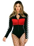 Beauty's Love Speed Racer Babe Costume - Halloween Speed Car Driver Bodysuit Costumes (black/red, Small)