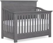 Evolur Waverly 5-in-1 Full Panel Convertible Crib in Rustic Grey, JPMA & Greenguard Gold Certified, constructed out of kiln-dried hardwood, features 3 mattress height settings